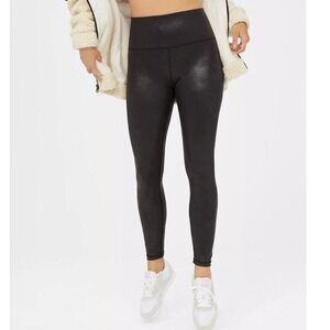 Aerie OFFLINE High Waisted Black Crackle Sparkle Leggings Size S Athleisure